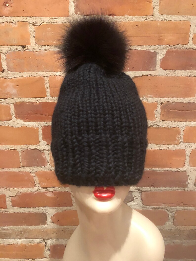 Brown Black Pom Real Fox Fur Detachable Recycled Fur Knitting Supplies Fur Ball Hat Topper Pom Pom Hat Pom Black Fox Pom 5 Inch
