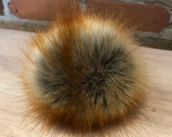 Red Fox Faux Fur Pom, 5-Inch Pompom for Your Knit Hat