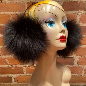 Jet Black Lamb Faux Fur Women's Earmuffs image 2