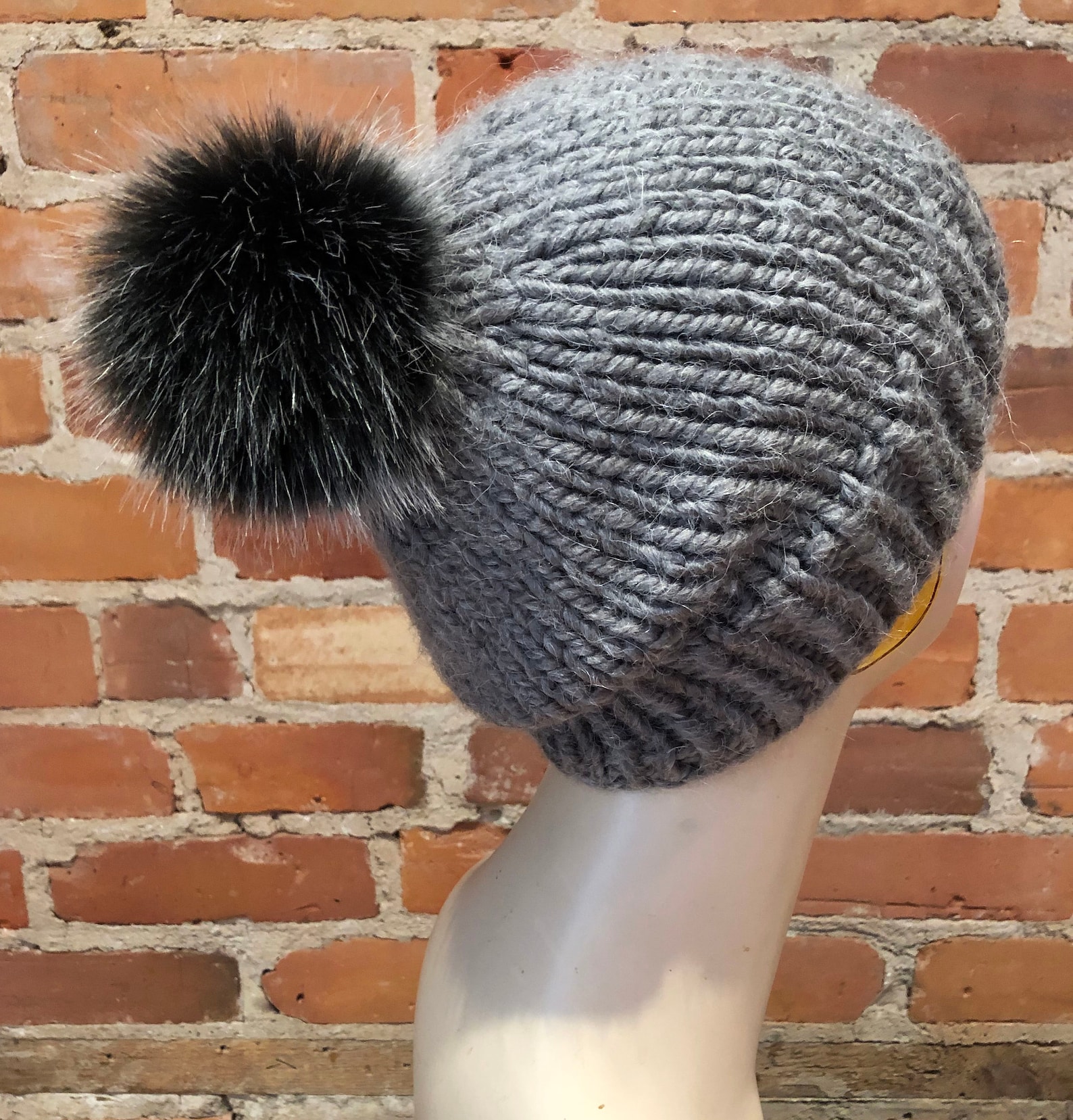 Black Silver Pom Pom Small Dark Silver Faux Fur Pom for Etsy Canada