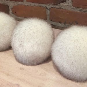 White Faux Chinchilla Fur Ball, 4-Inch Winter Hat Accessory