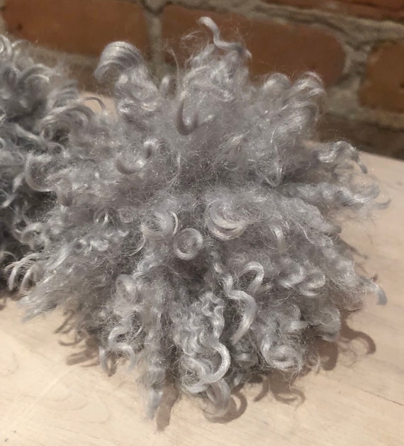 Grey Curly Lamb Faux Fur Pom Pom, 5-inch - Etsy display picture 1
