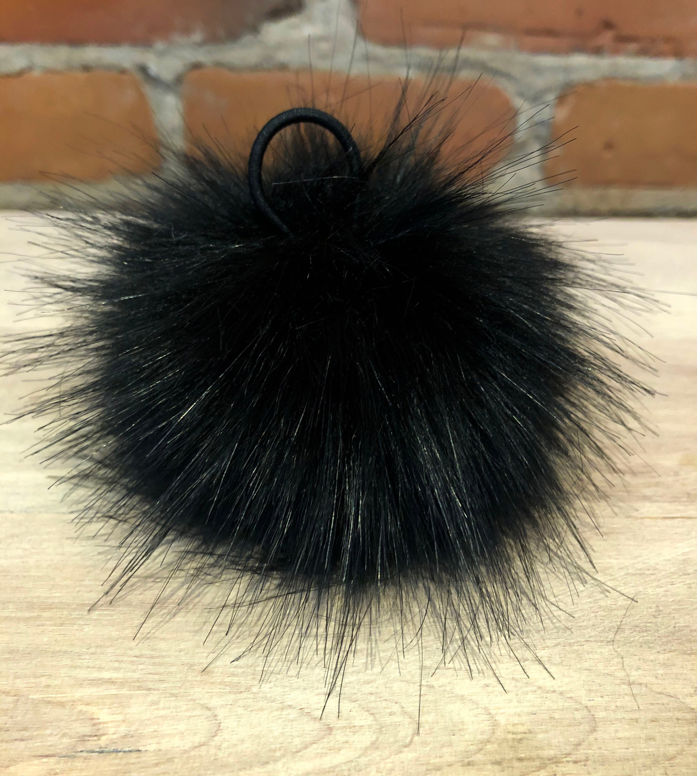 Black Faux Pom Fur Ball 3.5 Inch Faux Black Fox Removable | Etsy