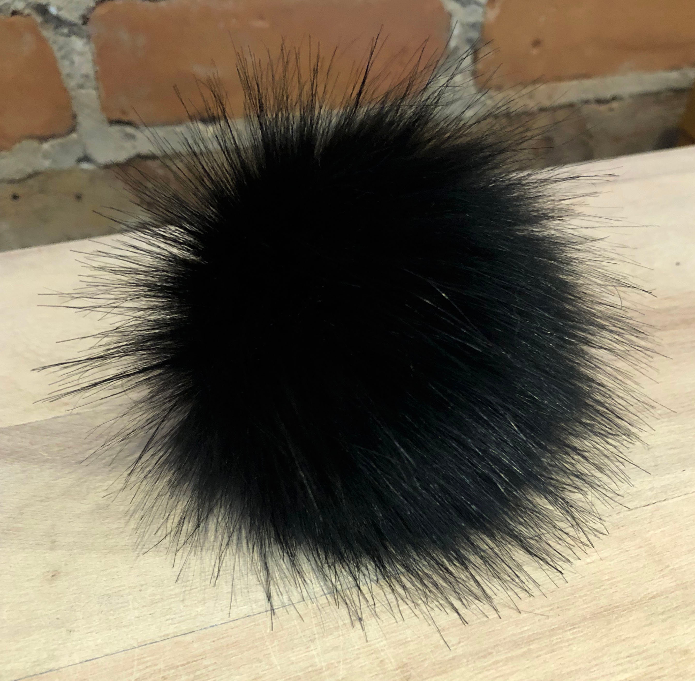 Black Faux Pom Fur Ball 3.5 Inch Faux Black Fox Removable | Etsy