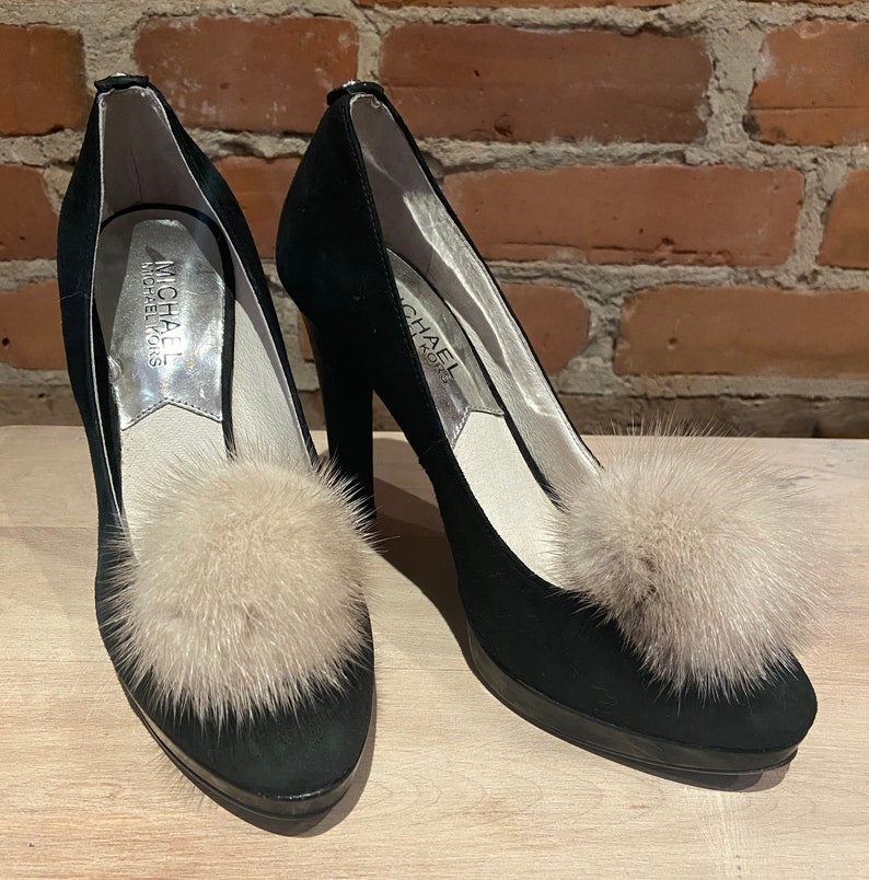 Recycled Mink Fur Shoe Poms Pair of Mink Shoe Pom Poms Etsy