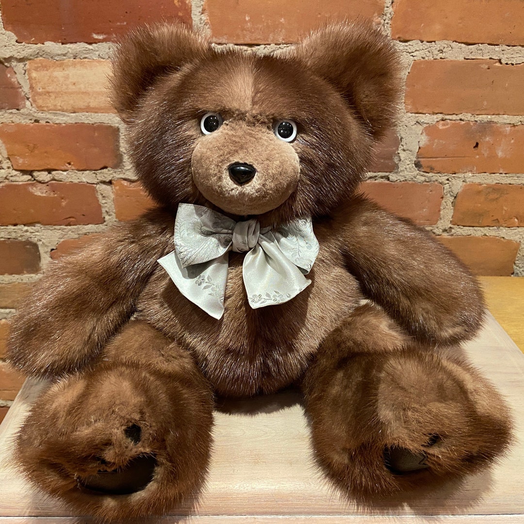 Beige Teddy Bear, Mink Bear, Fur Bear, Real Fur, Recycled Fur, Mink