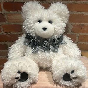 Curly White Lamb Faux Fur Bear, Handmade