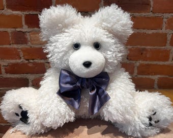 Curly White Lamb Faux Fur Bear, Handmade, Not for Children