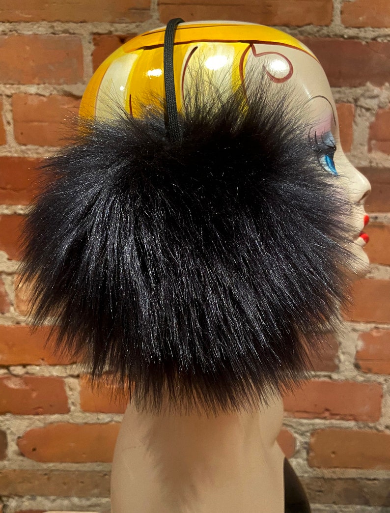 Jet Black Lamb Faux Fur Women's Earmuffs image 3