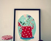 Polka Dots Teapot Print.