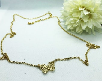 Kleiner Schmetterling Bauchkette, Körperschmuck, 24 K vergoldet Taille Kette, Strand Hochzeit Schmuck, Hochzeit Accessoire