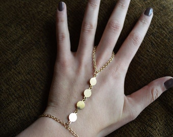 18K Gold Plated  Bracelet, Bracelet Ring, Ring Connected To Bracelet. Hand Chain, Boho. Wedding Accessories