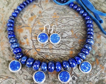 Lazhuward Necklace,Lapis Lazuli Collar, Bohemian Jewelry, Unique Necklace.