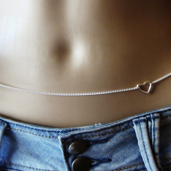 Love You Belly Chain, 925 Sterling Silver Plated Body Jewelry, Bikini,Beach Jewelry, Silver Belly Chain. Love Chain