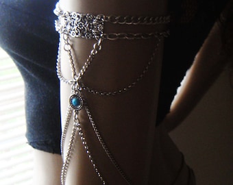 Chain Armlet, Shoulder Armor, Chain Shoulder Jewelry, Shoulder Piece, Arm Silver Tattoo, Boho jewelry