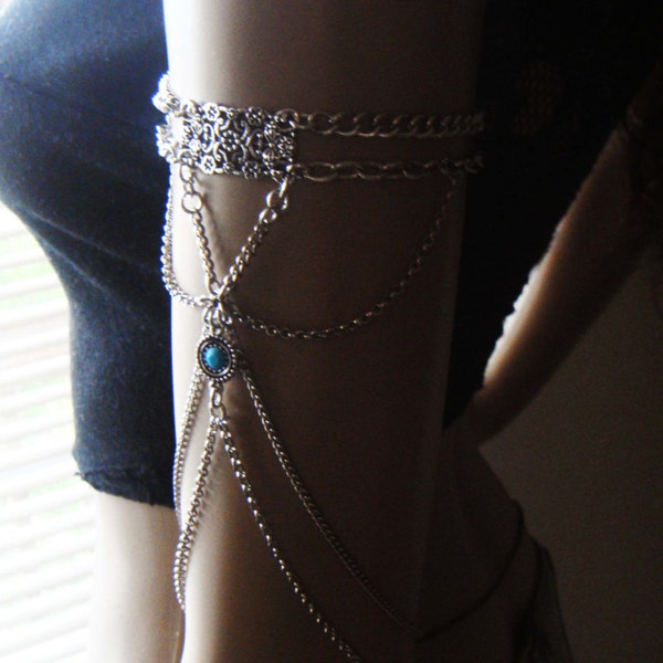 Chain Armlet, Shoulder Armor, Chain Shoulder Jewelry, Shoulder Piece, Arm Silver Tattoo, Boho jewelry
