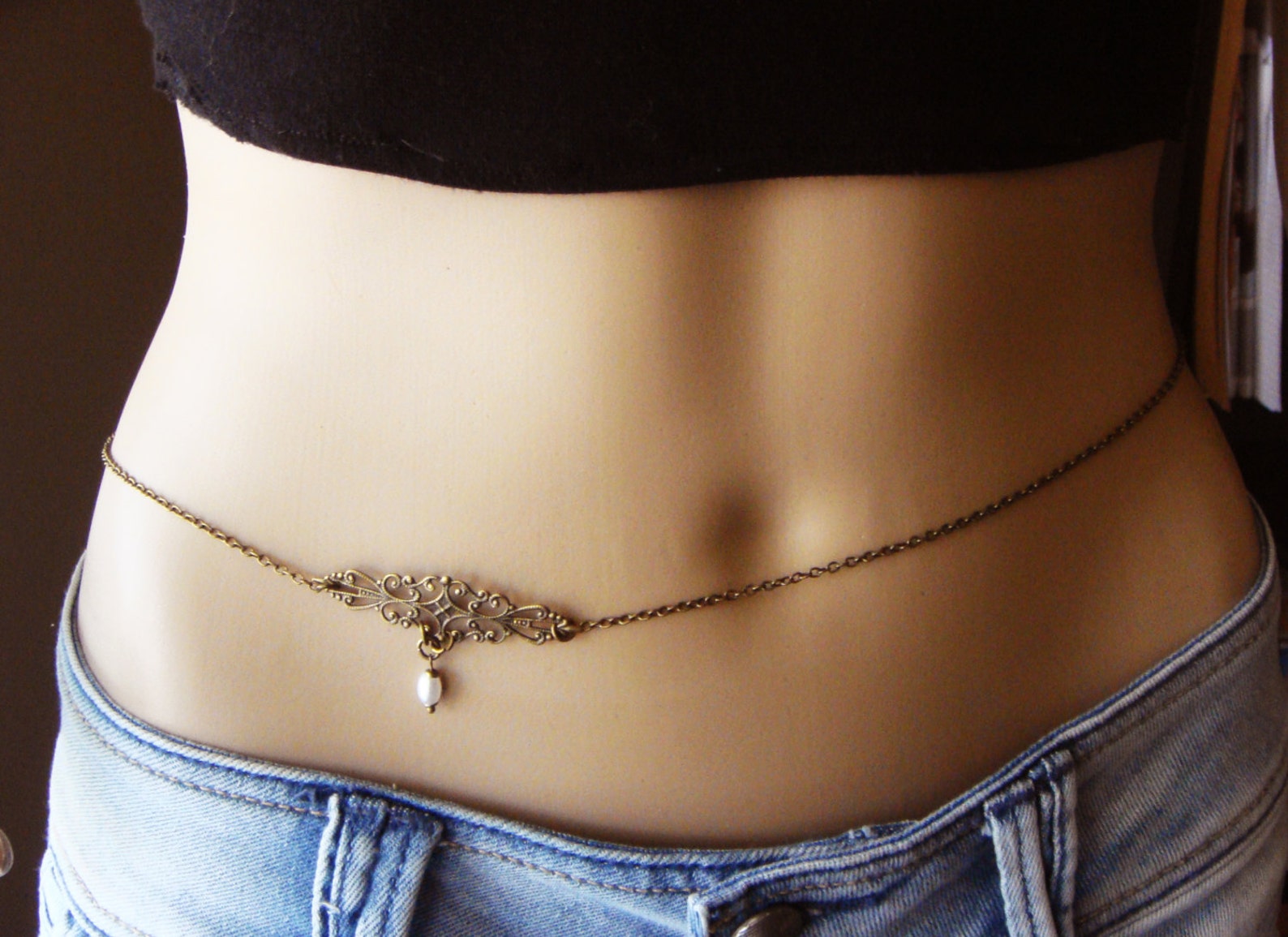 Morning Kiss Belly Chain Body jewelry Waist Chain Bronze Etsy México