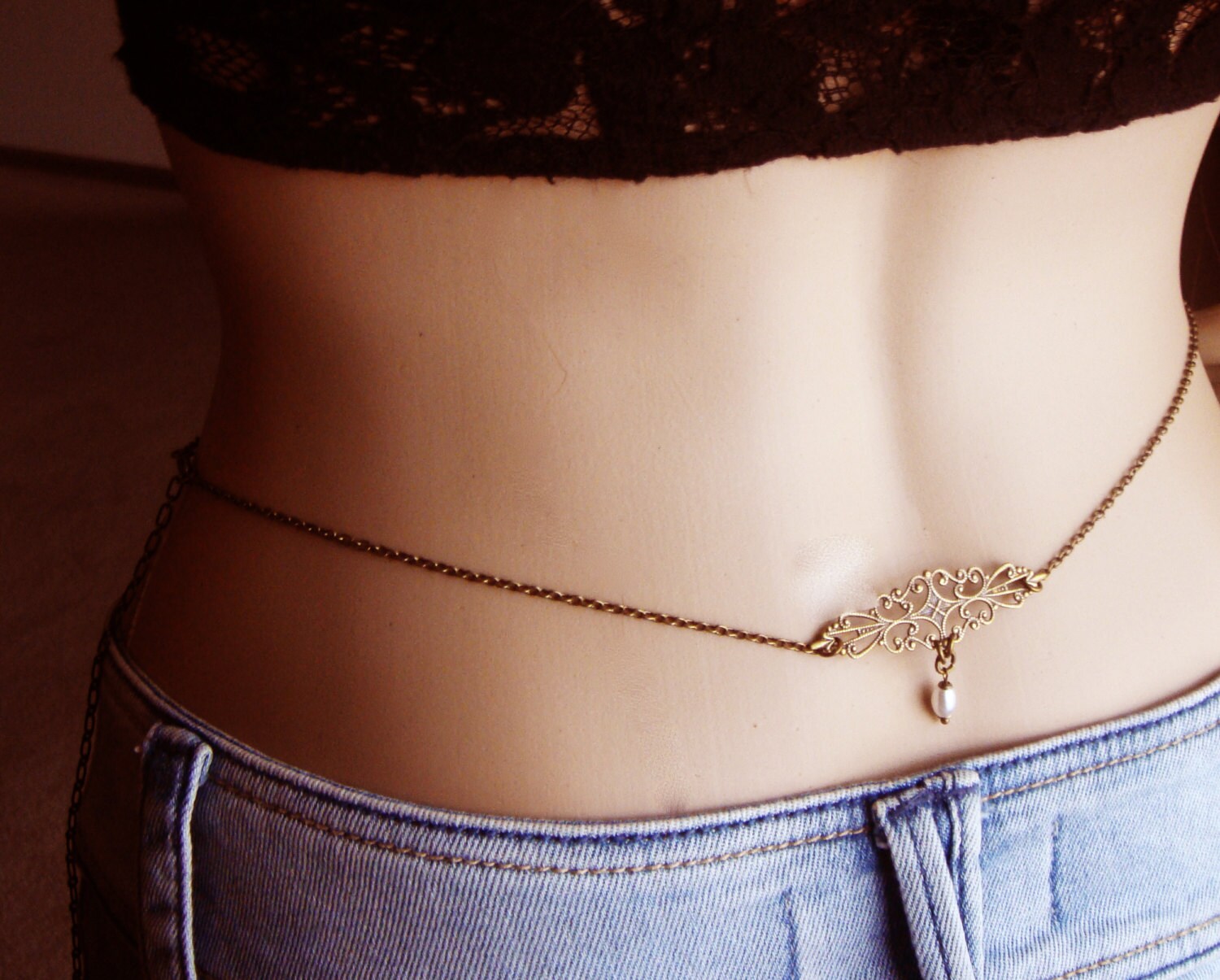 Morning Kiss Belly Chain Body jewelry Waist Chain Bronze Etsy México