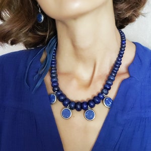 Lazhuward Necklace, Lapis Lazuli Collar, Bohemian Jewelry, Unique Necklace. image 8