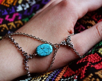 Turquoise Thumb Bracelet, Turquoise Jewelry, Turquoise Hand Chain