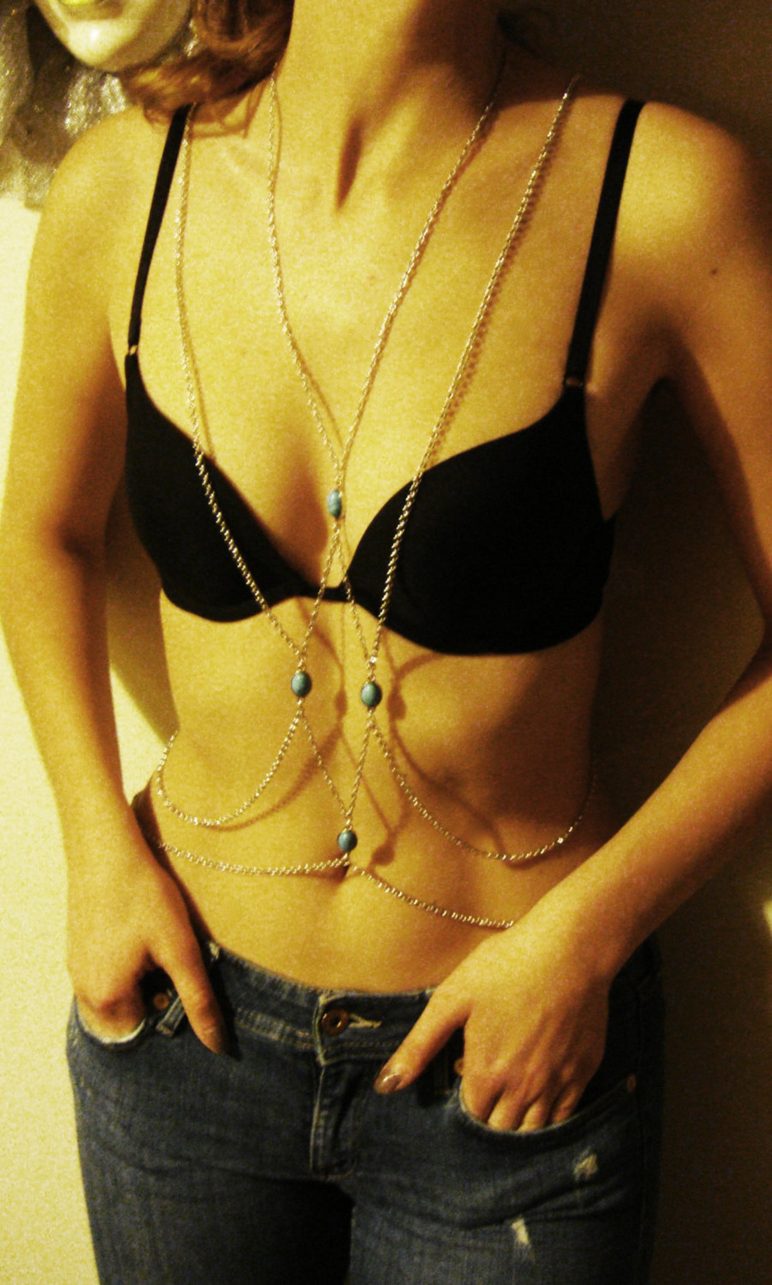Bohemian Silver Chain Body Harness Body Chains Body Jewelry Etsy