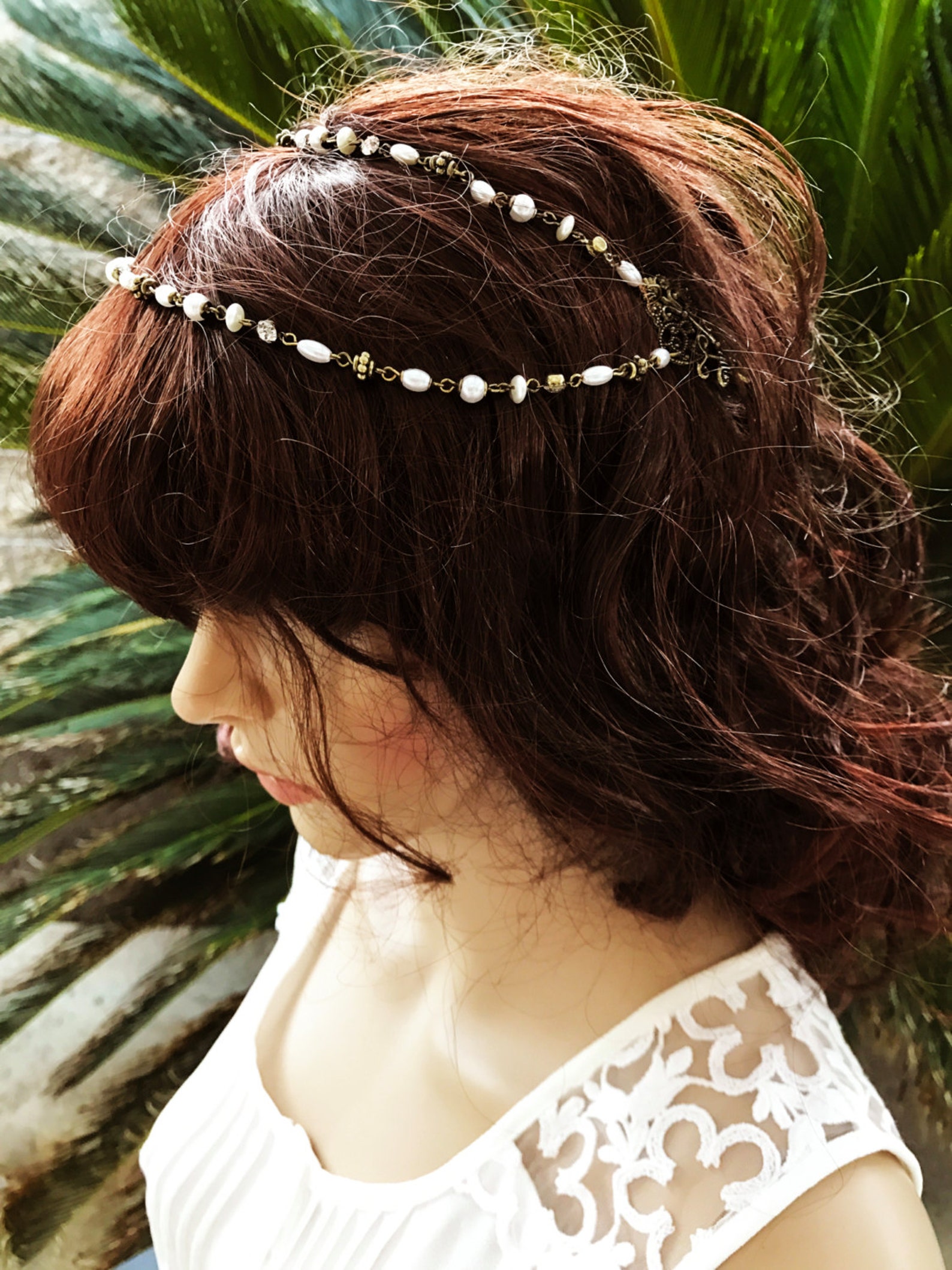 Pearl Head Chain Wedding Hair JewelryBohemian Etsy