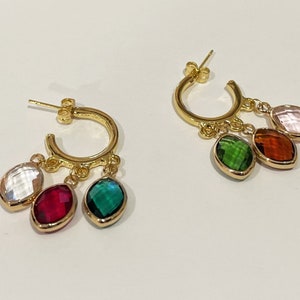 Festival 24K Gold Plated Earrings, Wedding Jewelry, Gold Hoop Earrings, Crystal Drop Earrings image 3