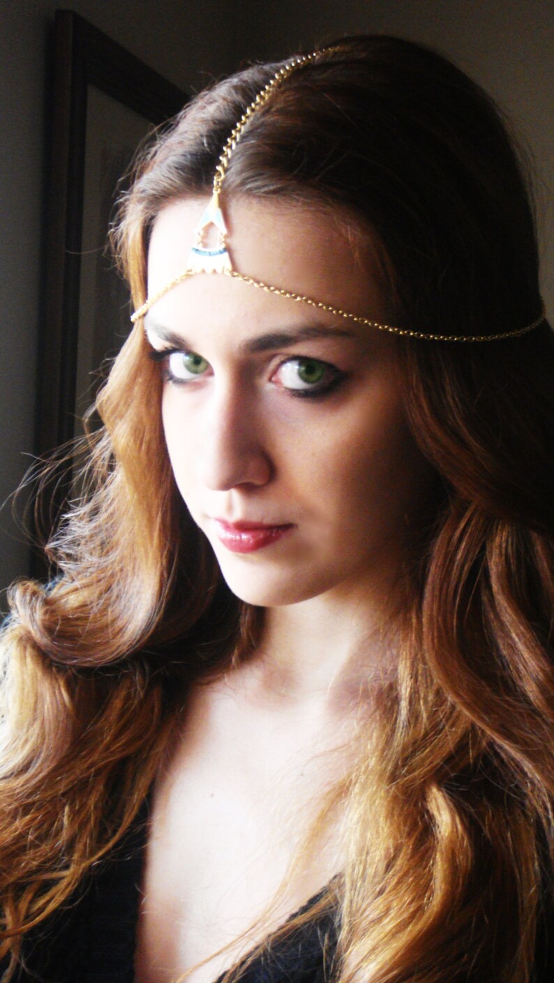 Aiyana Head Chain,Headdress, Bohemian Accessories, Head Piece, Head Chain, 18K Gold Plated Headband image 3
