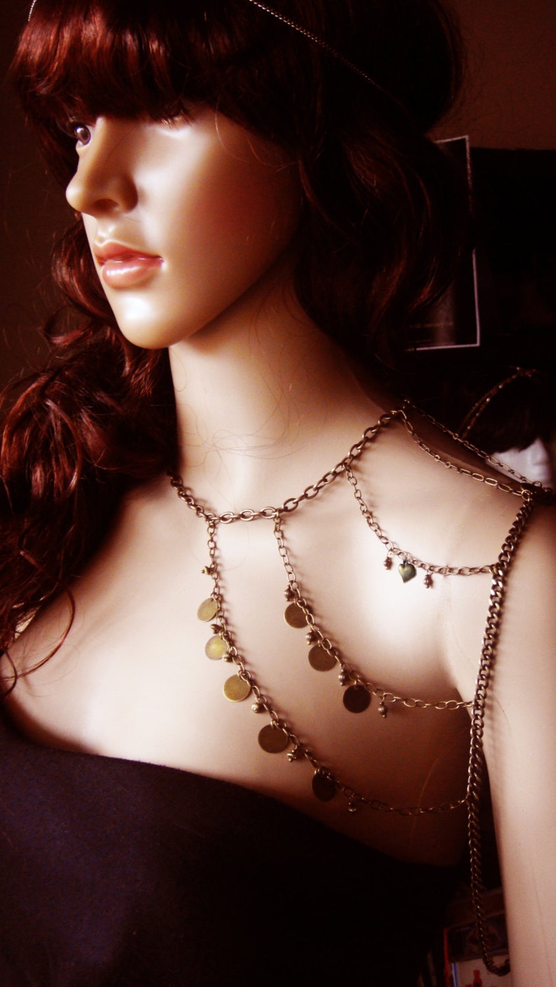 Shoulder armor, chain shoulder jewelry,Shoulder Piece,Shoulder chain.Bohemian accessorie. image 1