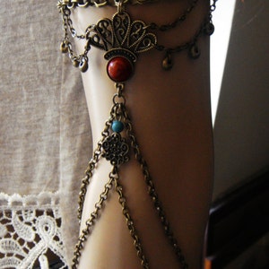 Chain Armlet, Shoulder Armor, Chain Shoulder Jewelry, Shoulder Piece, Arm Bronze Tattoo, Coral, Boho jewelry image 1
