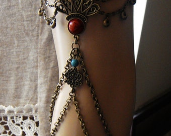 Chain Armlet, Shoulder Armor, Chain Shoulder Jewelry, Shoulder Piece, Arm Bronze Tattoo, Coral, Boho jewelry