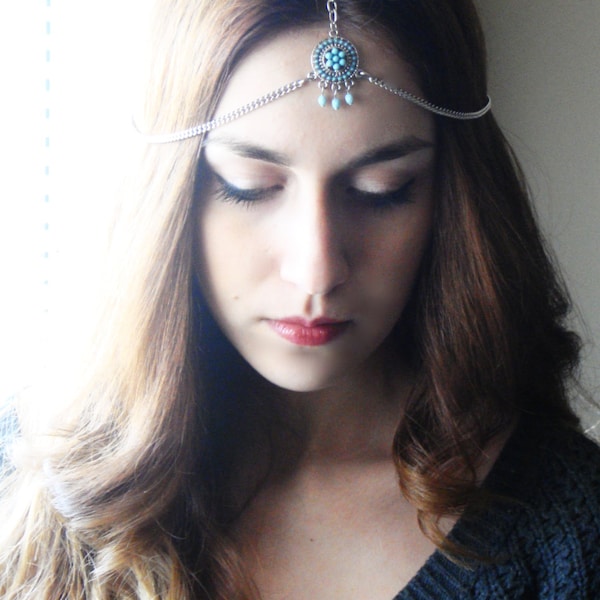 Fairuz  Head Chain, Stainless Steel Headdress, Gypsy Head Piece, Bohemian Accessories