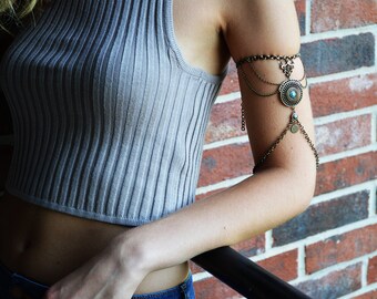 Armadura del hombro del brazo de la cadena, joyería del hombro de la cadena, pieza del hombro, cadena del hombro .cadena del brazo superior, cadena del cuerpo, joyería única