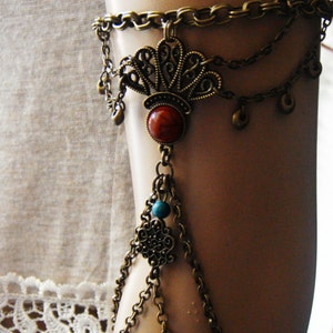 Chain Armlet, Shoulder Armor, Chain Shoulder Jewelry, Shoulder Piece, Arm Bronze Tattoo, Coral, Boho jewelry image 3