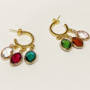 Festival 24K Gold Plated Earrings, Wedding Jewelry, Gold Hoop Earrings, Crystal Drop Earrings image 2