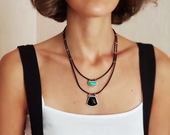 Collier Tout le temps, accessoires Boho, collier en pierres précieuses. Collier Boho.