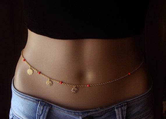 Coral Belly Chain 24K Gold Plated Belly Chain Waist Chain Gold Plated Body Jewelry Beach Jewelry Hippie Gypsy Bohemian Accessory. Etsy Canada
