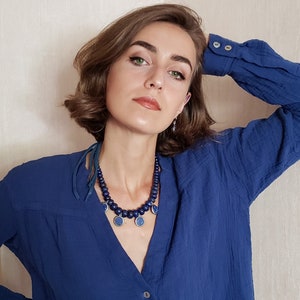 Lazhuward Necklace, Lapis Lazuli Collar, Bohemian Jewelry, Unique Necklace. image 1