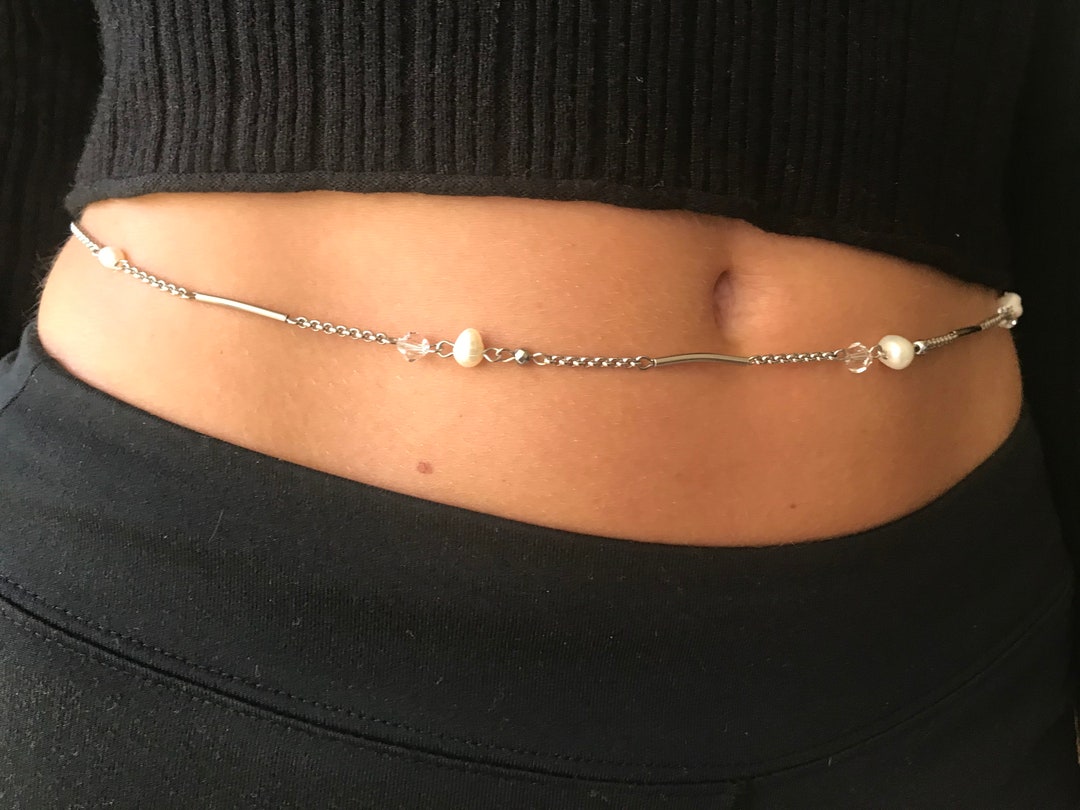 Good Luck Pearl Belly Chain Stainless Steel Belly Chain Body Etsy