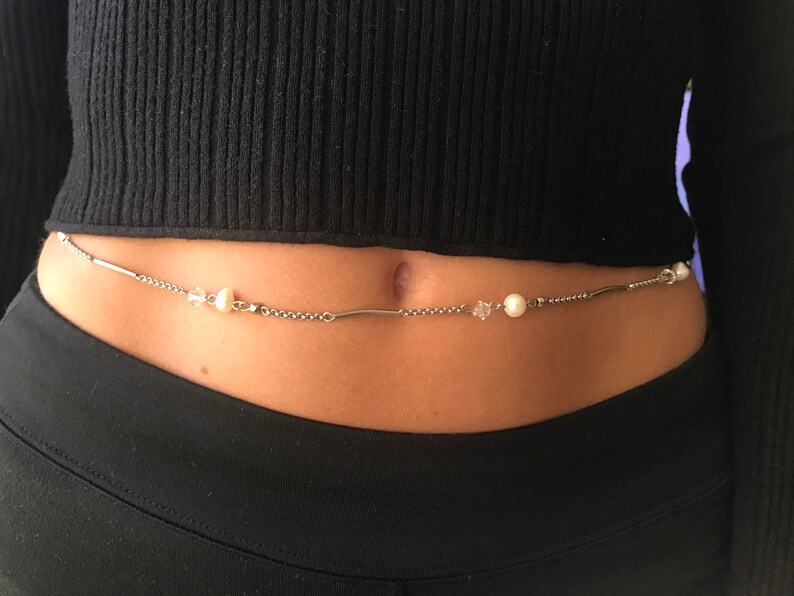 Good Luck Pearl Belly Chain Stainless Steel Belly Chain Body Etsy