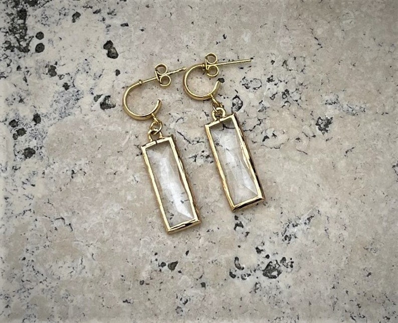Love Earrings, 18K Gold Plated Earrings, Wedding Jewelry, Gold Hoop Earrings, Crystal Drop Earrings, Statement Earrings image 8