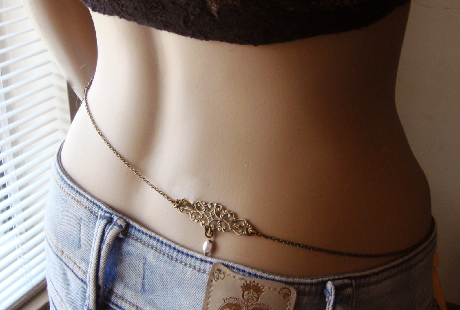 Morning Kiss Belly Chain Body jewelry Waist Chain Bronze Etsy México