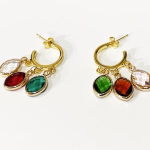 Festival 24K Gold Plated Earrings, Wedding Jewelry, Gold Hoop Earrings, Crystal Drop Earrings