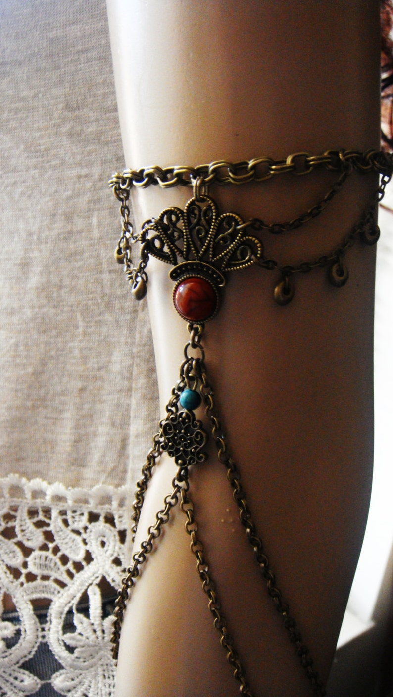 Chain Armlet, Shoulder Armor, Chain Shoulder Jewelry, Shoulder Piece, Arm Bronze Tattoo, Coral, Boho jewelry image 2