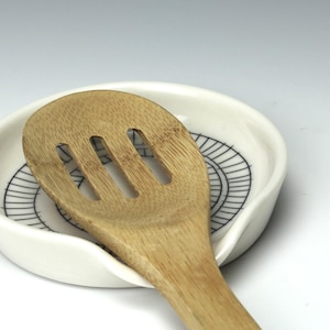 Spoon Rest - White with Black Lines - Multiple Designs