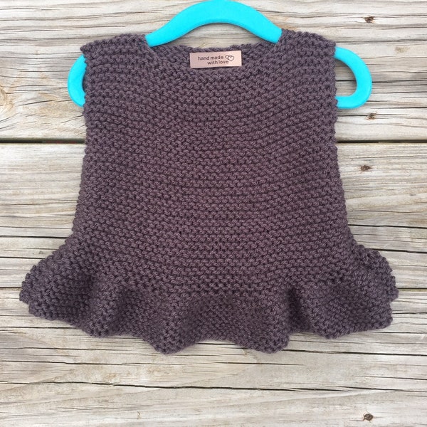 Knitting Baby Ruffle Tank Pattern, Baby knitting pattern, Kids knitting pattern, Modern Knit pattern for babies, Modern knit pattern kids