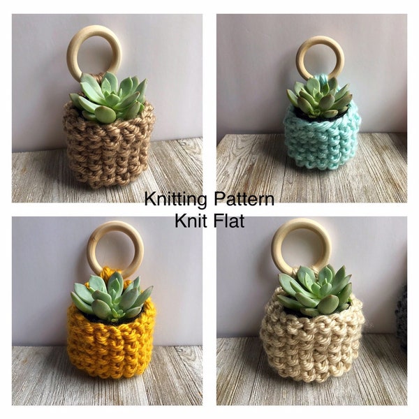 Knit Flat Bulky Pattern, plant holders, Bulky knitting, air plant holder,Knitted Gifts, Beginner Patterns, Easy Knitting