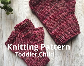 Knitting Pattern Toddler, Child sizes Fingerless Gloves, Kids knitted mitts Pattern, Modern Kids Knitting Pattern Easy Knitting Pattern