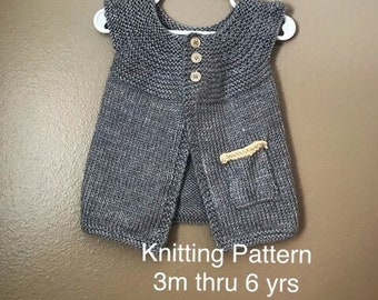 Easy Sweater Baby Kids knitting pattern, One piece knitting pattern, girls sweater, baby sweater, boys sweater, spring knitting