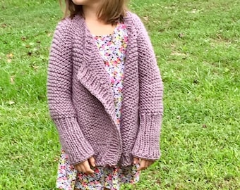 Easy knitting pattern comfy sweater, girls knit sweater, knit  sweater pattern. Toddler knit sweater pattetn, kids knitting sweater pattern.